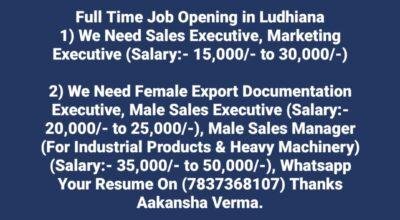 We Need Sales Executive, Marketing Executive