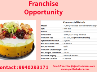 Franchise opportunity (Ajantha Bakers Since 1972)