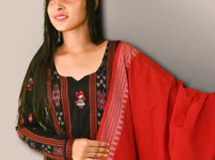 Beautiful Black And Red Sambalpuri Suit Set