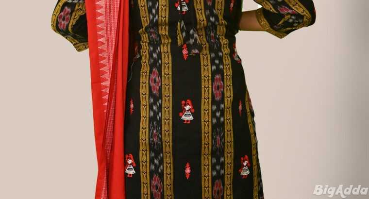 Beautiful Black And Red Sambalpuri Suit Set