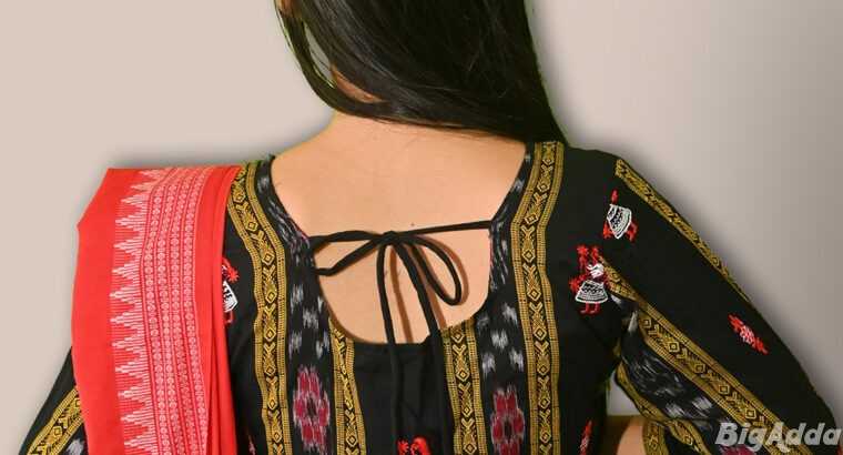 Beautiful Black And Red Sambalpuri Suit Set