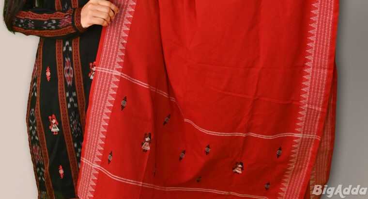 Beautiful Black And Red Sambalpuri Suit Set