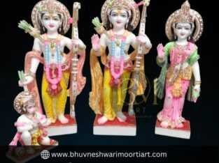 Handcrafted Ram Darbar Marble Moorti