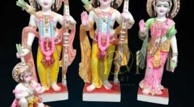 Handcrafted Ram Darbar Marble Moorti