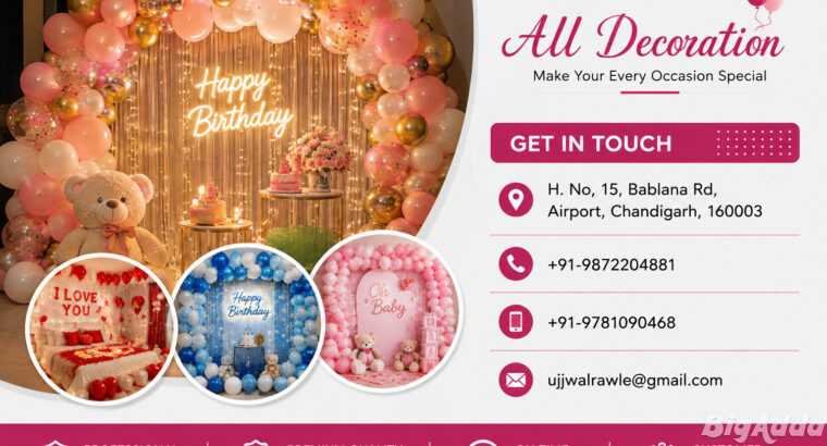 Best Balloon Decoration Services in Chandigarh