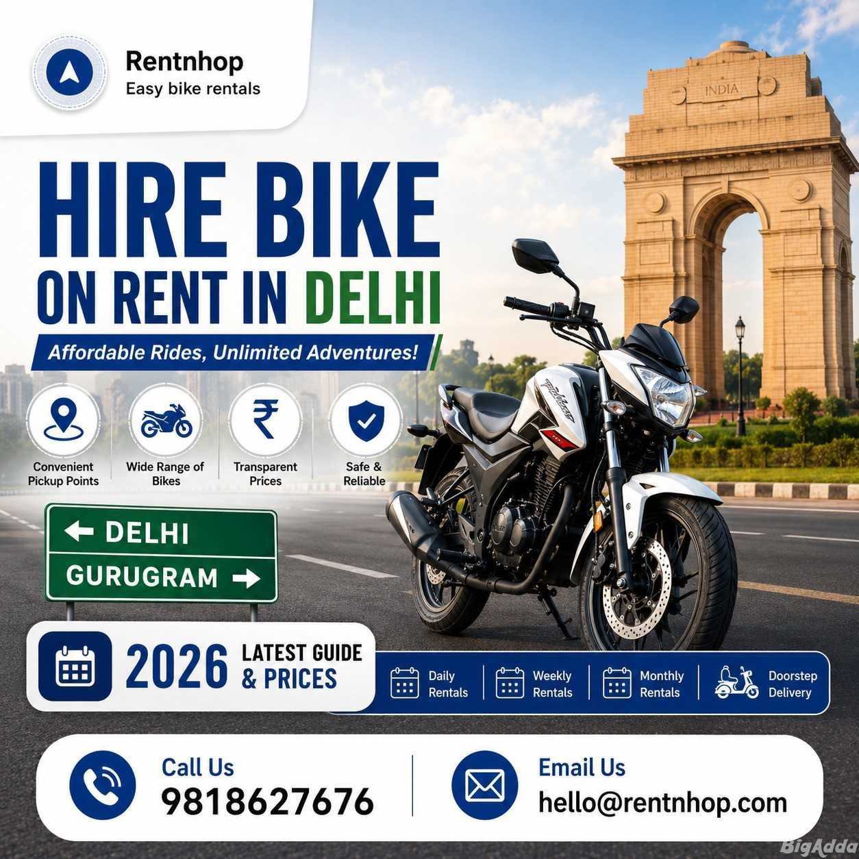 Hire Bike on Rent in Delhi