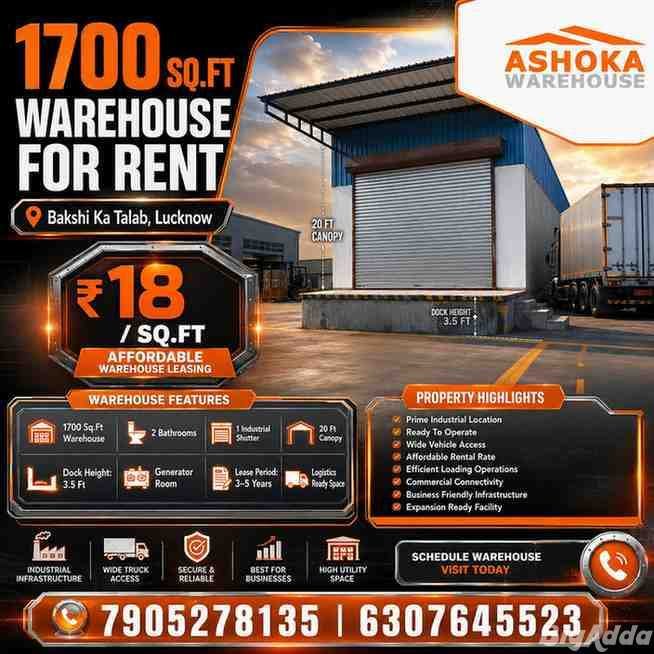 1700 sq. ft. Warehouse In Lucknow for Rent