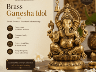 Brass Ganesha Idol – Handcrafted Elegance for Your