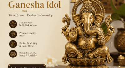 Brass Ganesha Idol – Handcrafted Elegance for Your