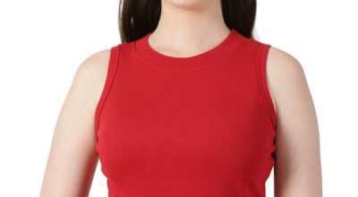 Shop Sleeveless Close Neck Rib Blouse Online