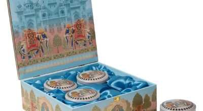 Royal Blue Heritage Hamper Box with 4 Matki Tins