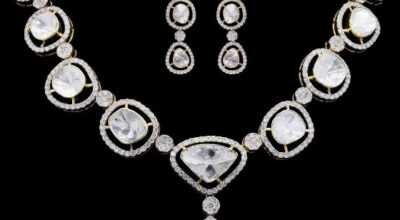 Polki with Round Diamonds Harmony Necklace Set