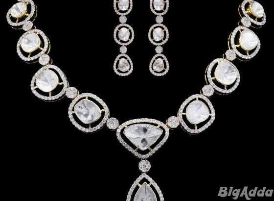 Polki with Round Diamonds Harmony Necklace Set
