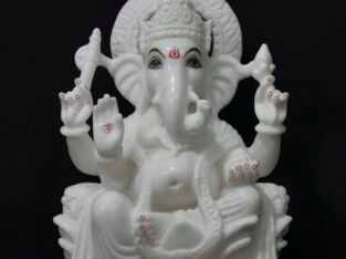 Ganesh White Marble Murti – White Marble Ganesh