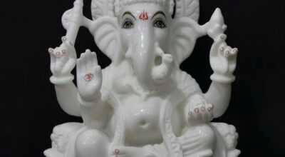 Ganesh White Marble Murti – White Marble Ganesh