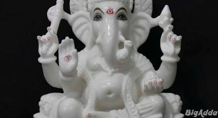 Ganesh White Marble Murti – White Marble Ganesh