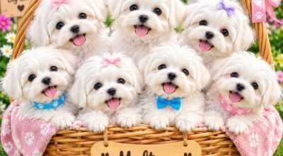 Maltese cute puppy and dog