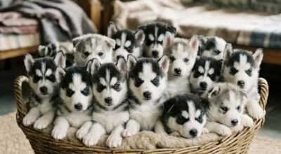 Husky cute puppy and dog