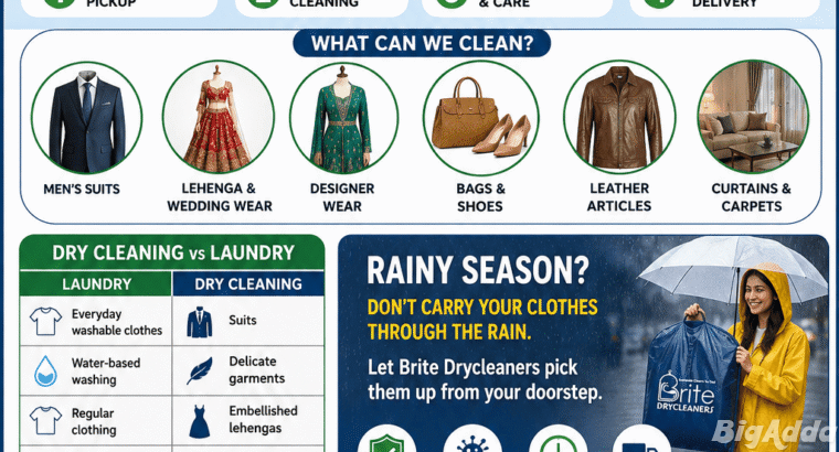 Looking for Dry Cleaning in Delhi? Brite Can Help
