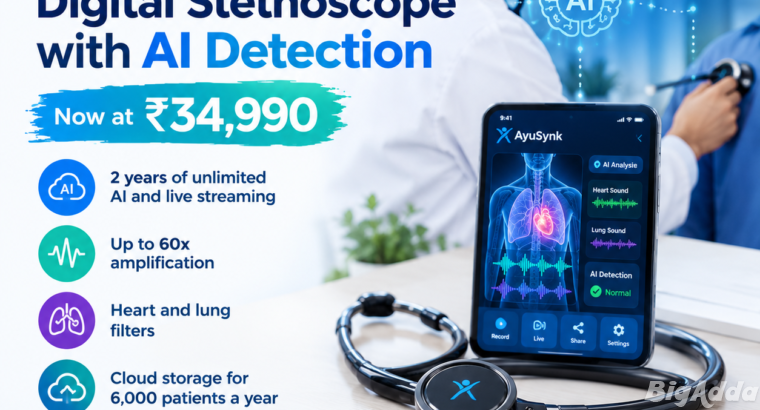 AyuSynk 2 Pro Advance Digital Stethoscope with AI