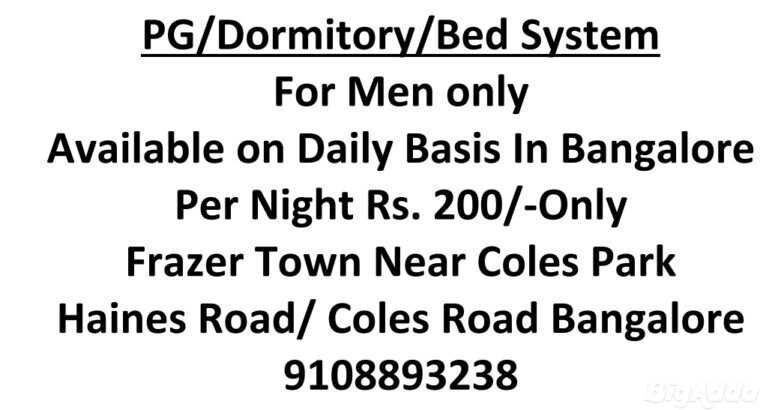 PG for Men Frazer Town Bangalore